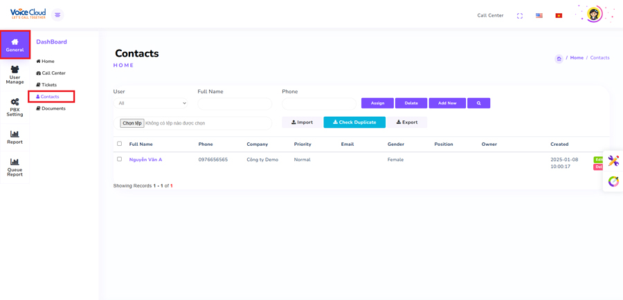 Hướng dẫn tạo Contacts - Cloudbooking