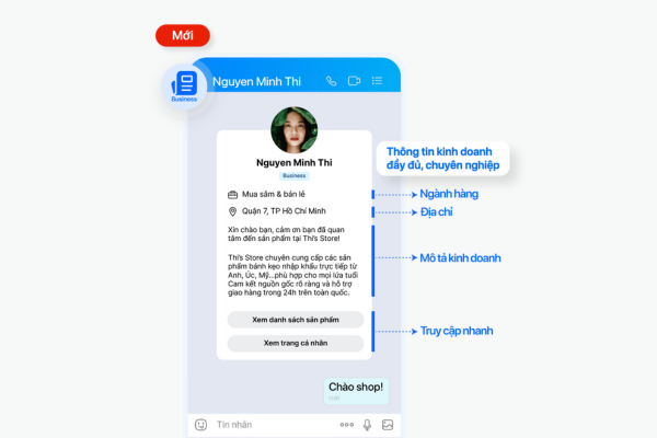 Nhãn nhận diện Business và Trang giới thiệu