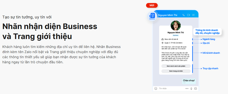 Tạo sự tin tưởng, uy tín với Nhãn nhận diện Business và Trang giới thiệu