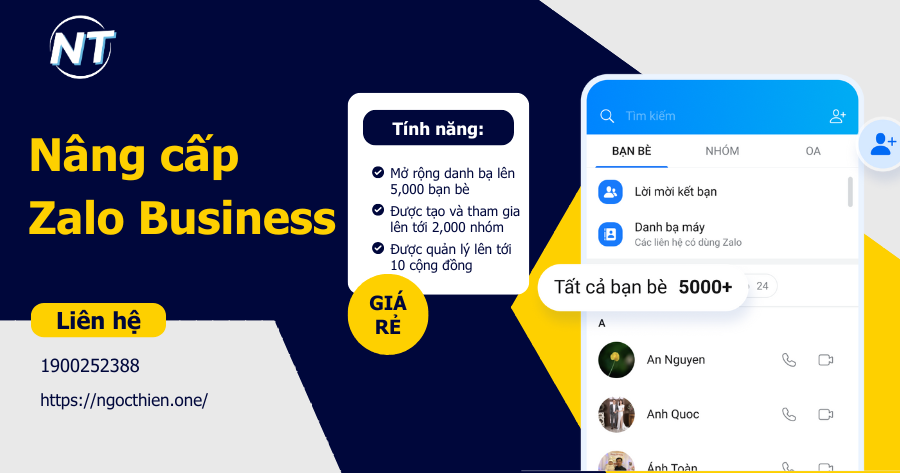 Nâng cấp Zalo Business bản quyền chính chủ